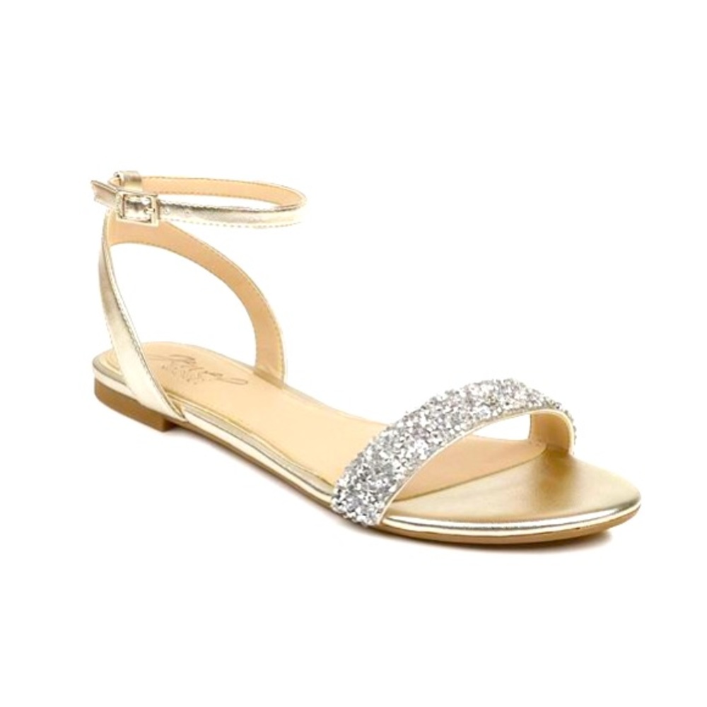 Badgley Mischka Nalani Gold flat sandals size 11